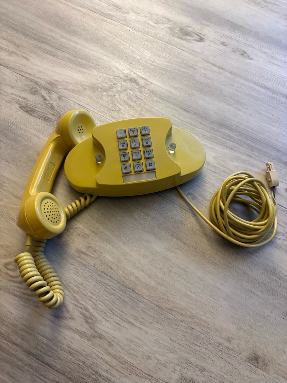 Vintage Yellow Western Electric Princess Push Button Telephone Yellow Cord